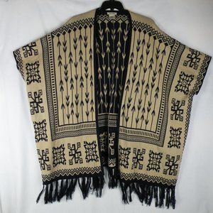 FLYING TOMATO OPEN FRONT FRINGE CARDIGAN SWEATER WRAP SHAWL L